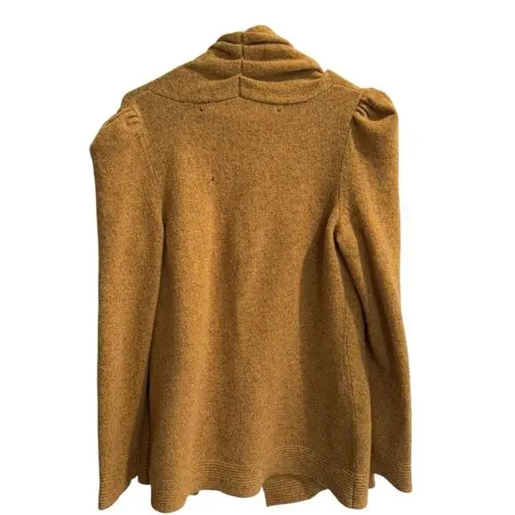 Anthropologie Meguro River Puff Sleeve Cardigan Mustard Yellow Wool Blend Large - Picture 2 of 8